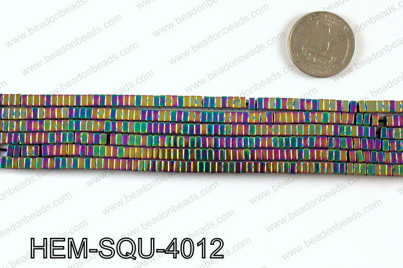 Metallic coated hematite 4x2mm HEM-SQU-4012