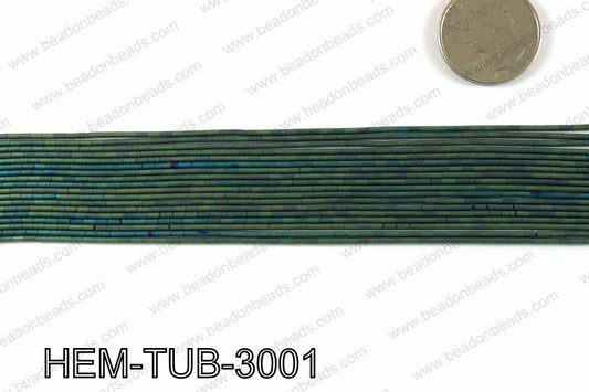 Matte metallic coated hematite 3x1mm HEM-TUB-3001