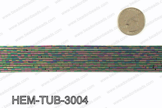 Matte metallic coated hematite 3x1mm HEM-TUB-3004