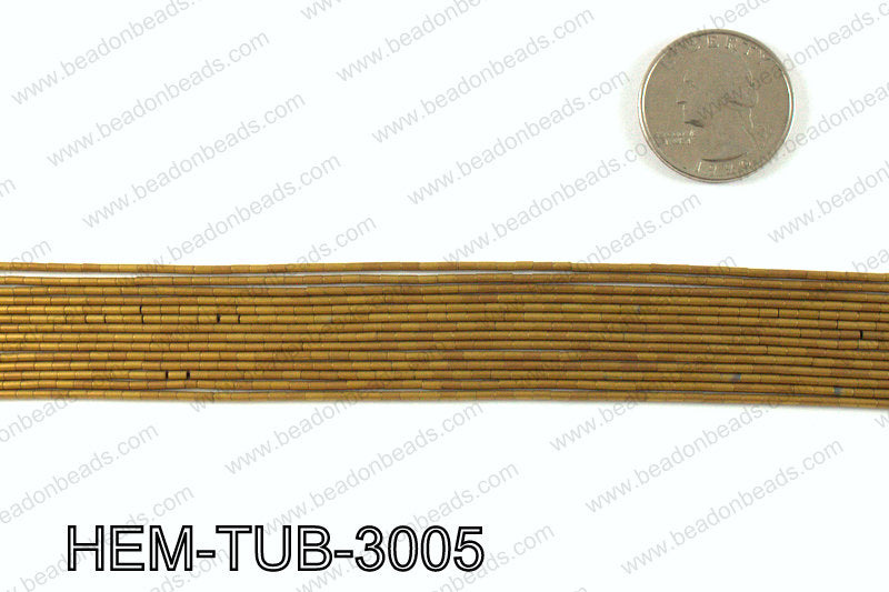 Matte metallic coated hematite 3x1mm HEM-TUB-3005