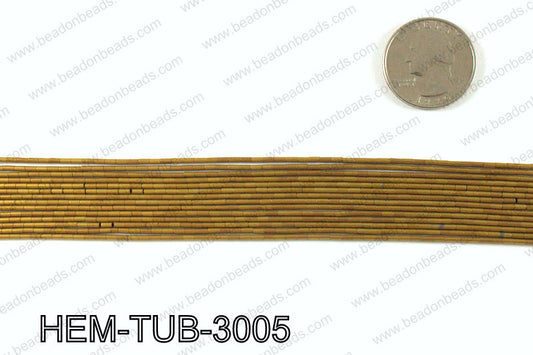 Matte metallic coated hematite 3x1mm HEM-TUB-3005