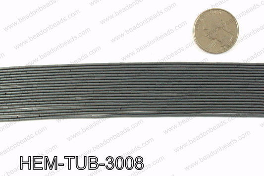 Matte metallic coated hematite 3x1mm HEM-TUB-3008