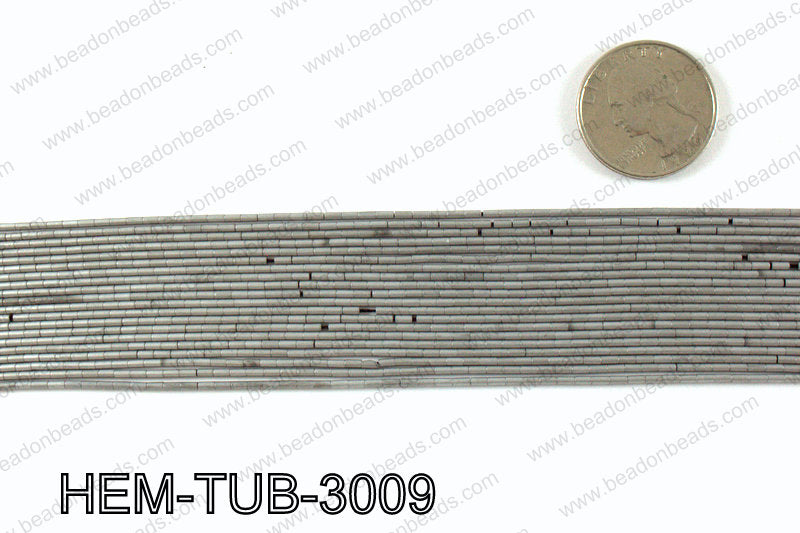 Matte metallic coated hematite 3x1mm HEM-TUB-3009