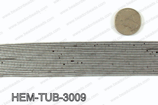 Matte metallic coated hematite 3x1mm HEM-TUB-3009