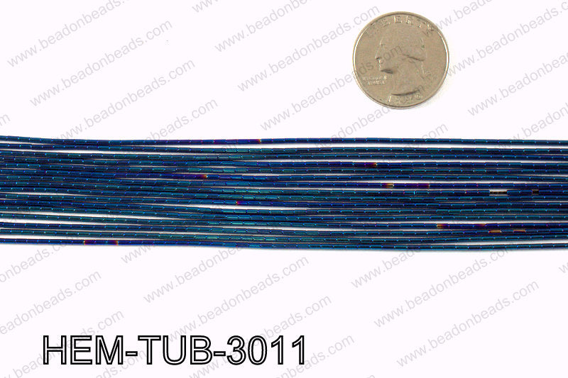 Metallic coated hematite 3x1mm HEM-TUB-3011