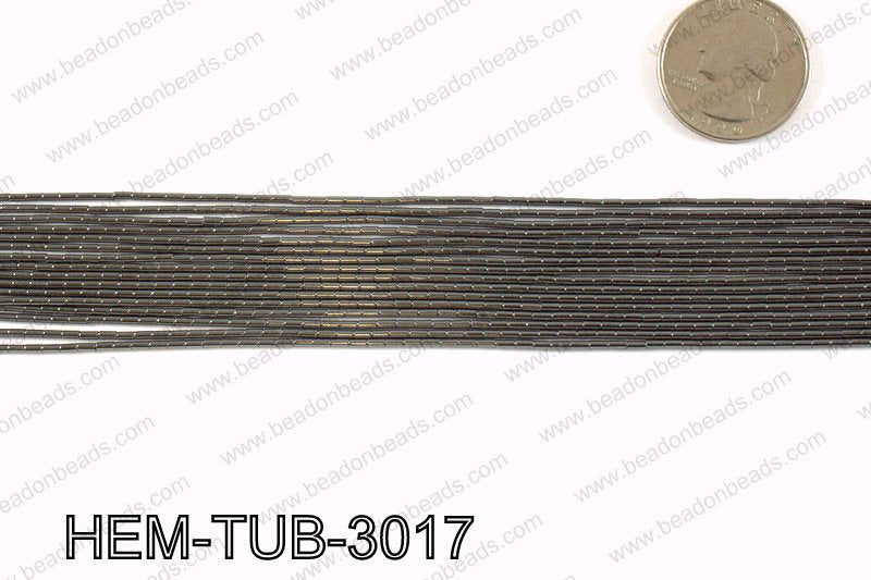 Metallic coated hematite 3x1mm HEM-TUB-3017