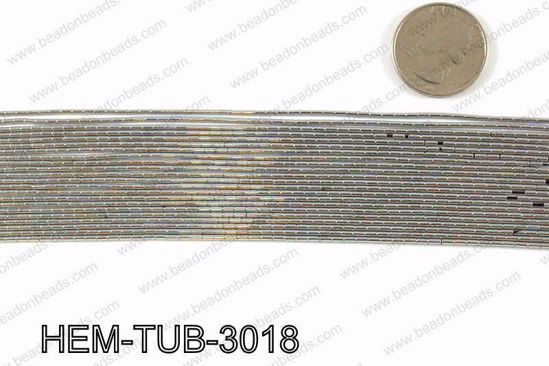 Metallic coated hematite 3x1mm HEM-TUB-3018