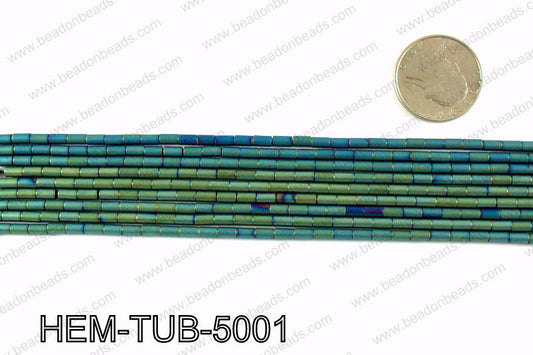 Matte metallic coated hematite 5x3mm HEM-TUB-5001