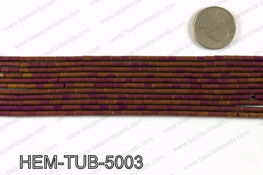 Matte metallic coated hematite 5x3mm HEM-TUB-5003