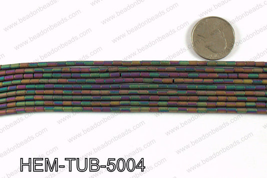 Matte metallic coated hematite 5x3mm HEM-TUB-5004