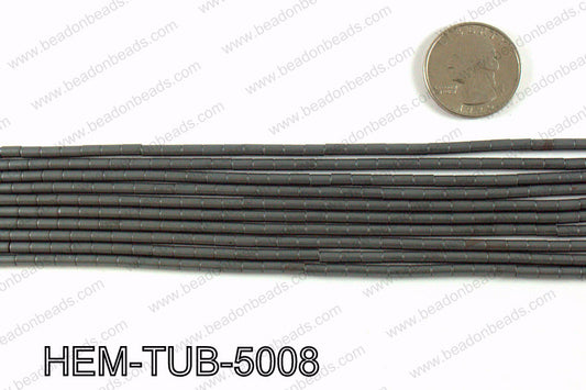 Matte metallic coated hematite 5x3mm HEM-TUB-5008