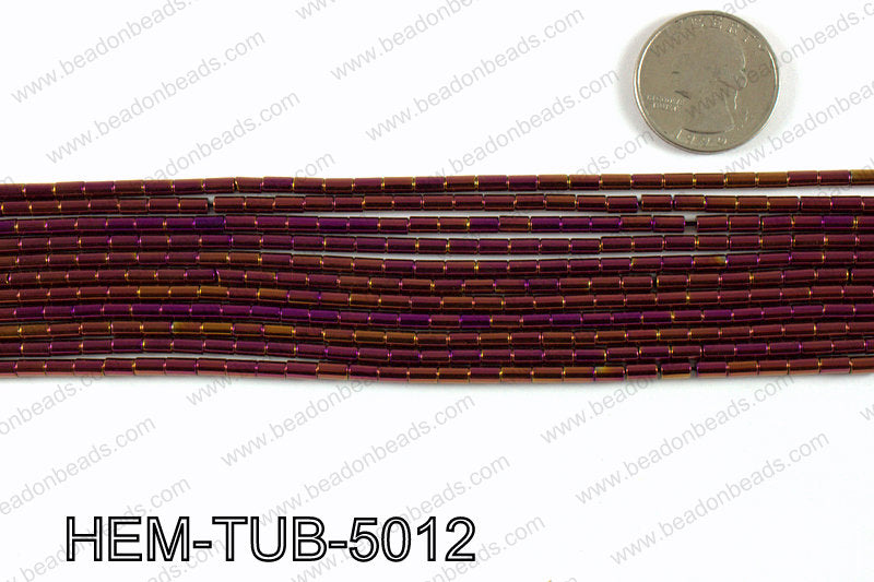 Metallic coated hematite 5x3mm HEM-TUB-5012