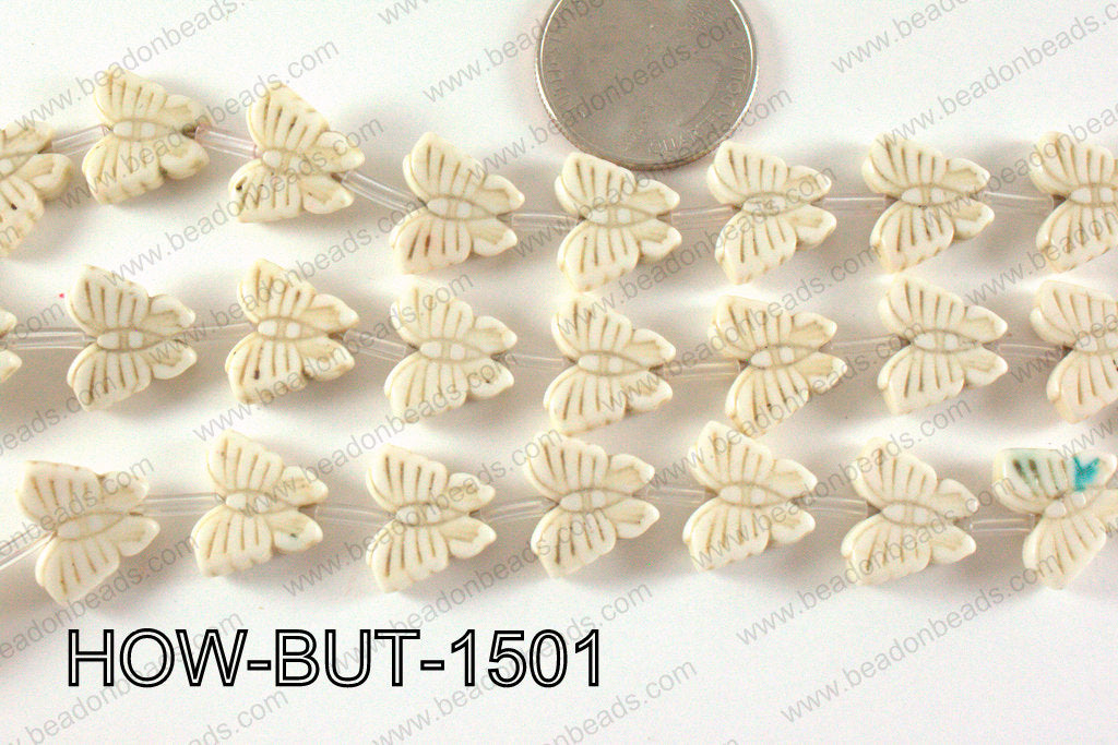 Howlite Butterfly White 13x15mm HOW-BUT-1501