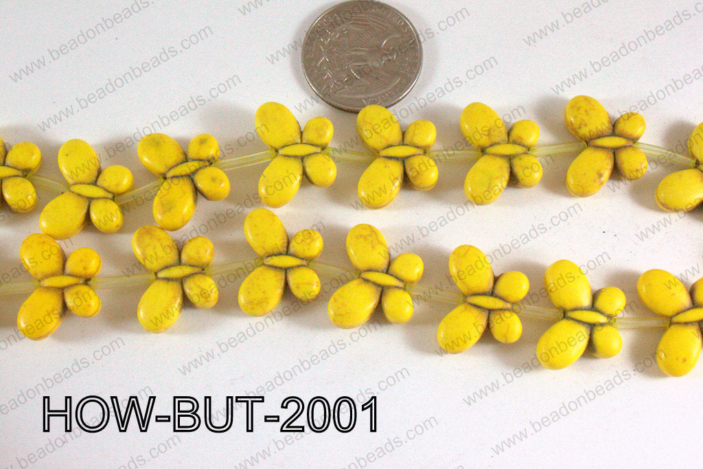 Howlite Butterfly Yellow 15x20mm HOW-BUT-2001