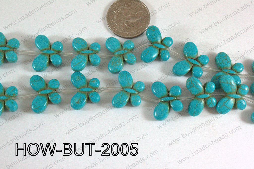 Howlite Butterfly Turquoise 15x20mm HOW-BUT-2005