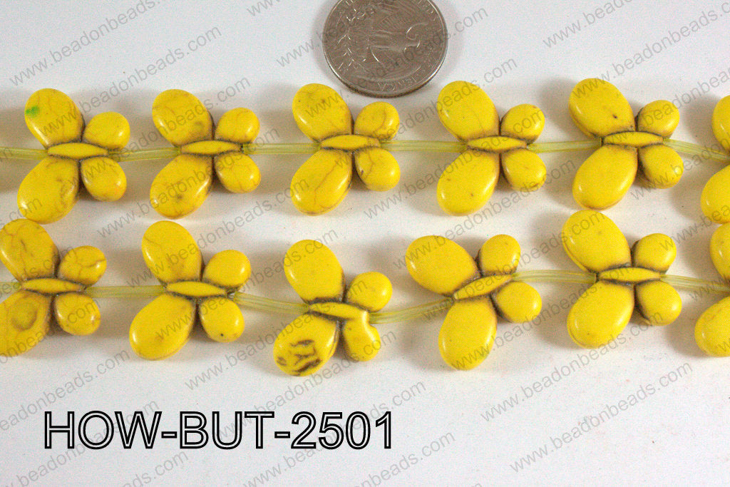 Howlite Butterfly Yellow 20x25mm HOW-BUT-2501
