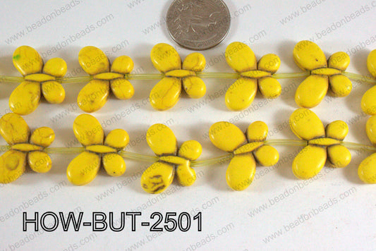Howlite Butterfly Yellow 20x25mm HOW-BUT-2501