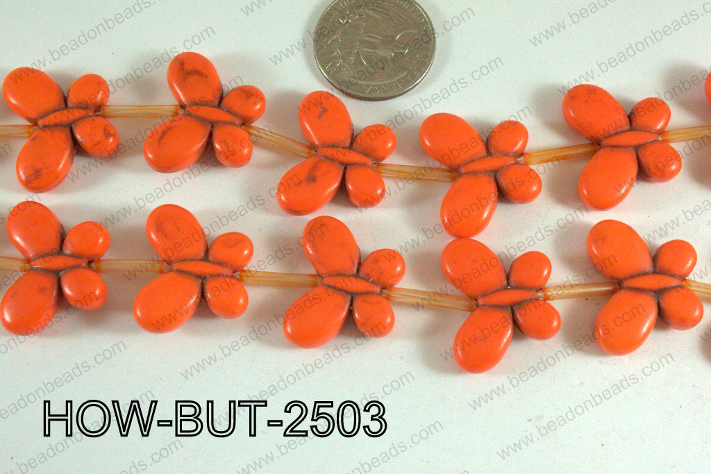 Howlite Butterfly Orange 20x25mm HOW-BUT-2503
