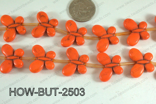 Howlite Butterfly Orange 20x25mm HOW-BUT-2503