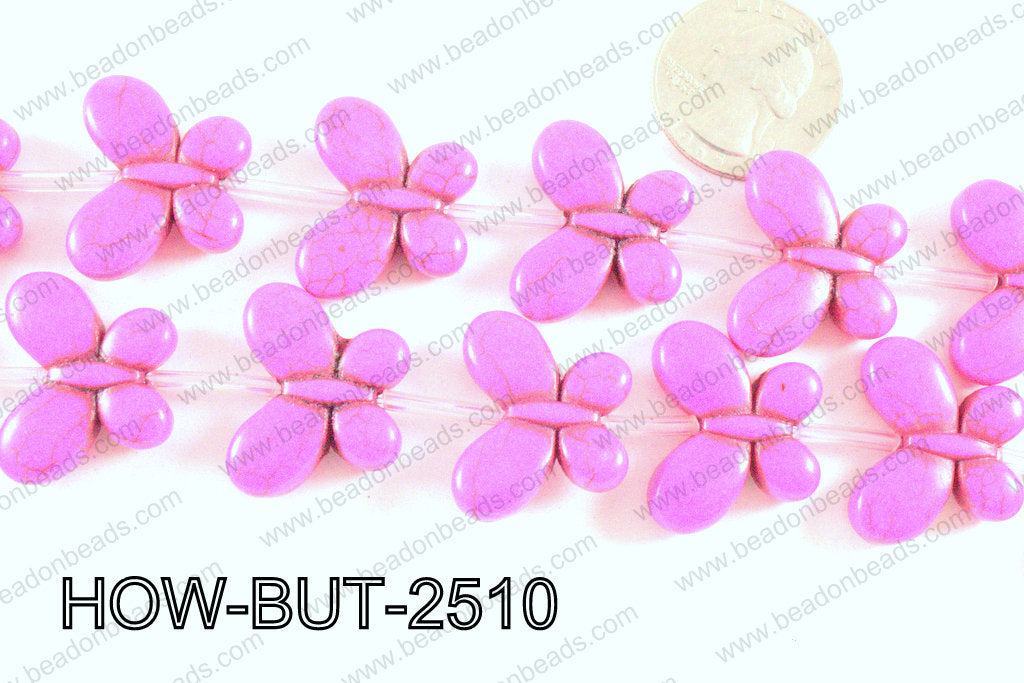 Howlite Butterfly Hot Pink 20x25mm HOW-BUT-2510