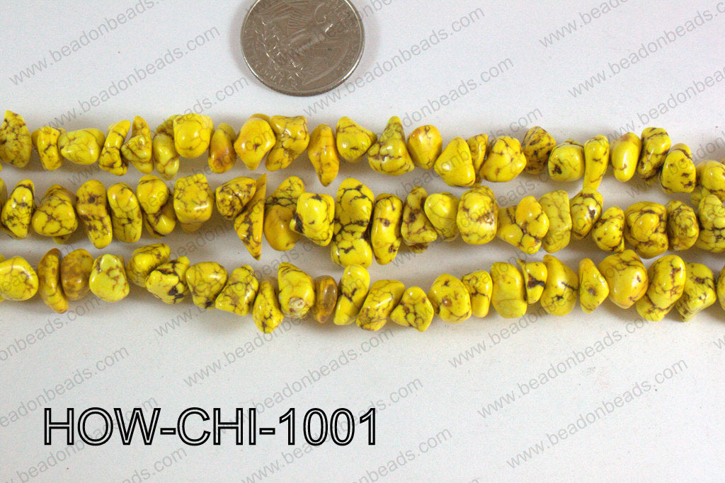 Howlite Chips Yellow 5x10mm HOW-CHI-1001
