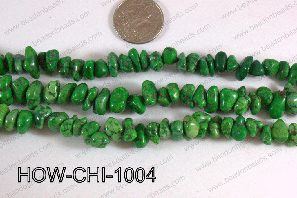 Howlite Chips Green 5x10mm HOW-CHI-1004