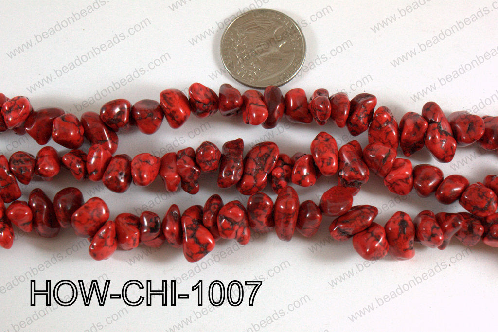 Howlite Chips Red 5x10mm HOW-CHI-1007