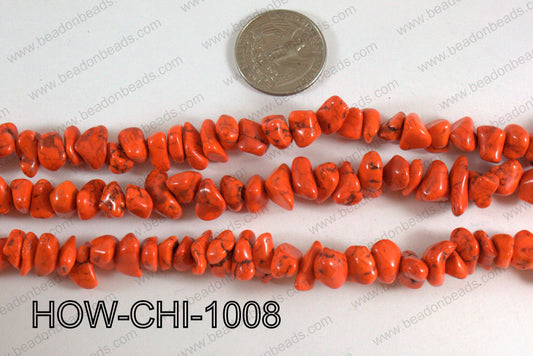 Howlite Chips Orange 5x10mm HOW-CHI-1008