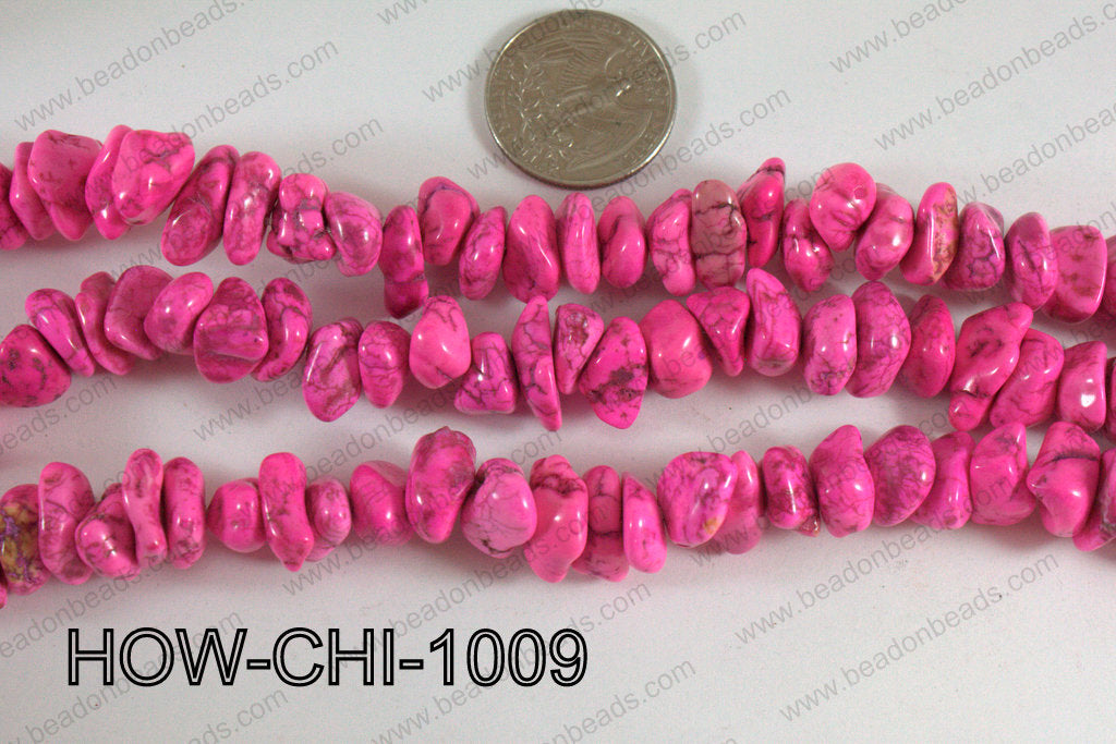 Howlite Chips Hot Pink 5x10mm HOW-CHI-1009