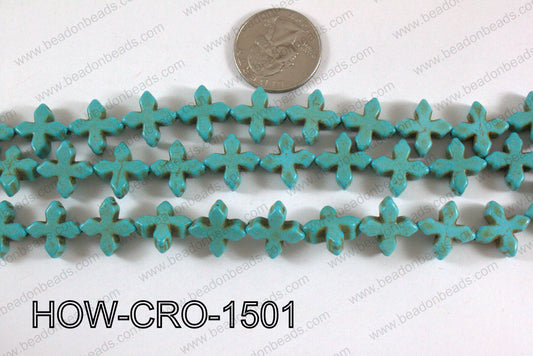 Howlite cross 15mm turquoise HOW-CRO-1501
