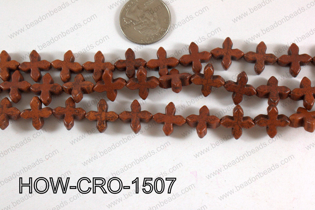Howlite cross 15mm brown HOW-CRO-1507