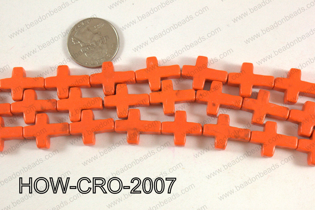 Howlite cross 15x20mm orange HOW-CRO-2007