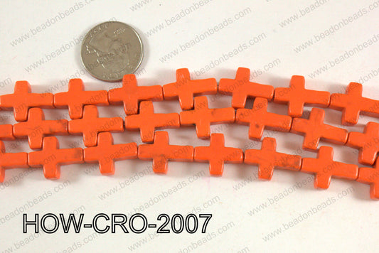 Howlite cross 15x20mm orange HOW-CRO-2007
