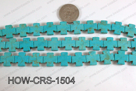 Howlite Cross Turquoise 15X15mm HOW-CRS-1504