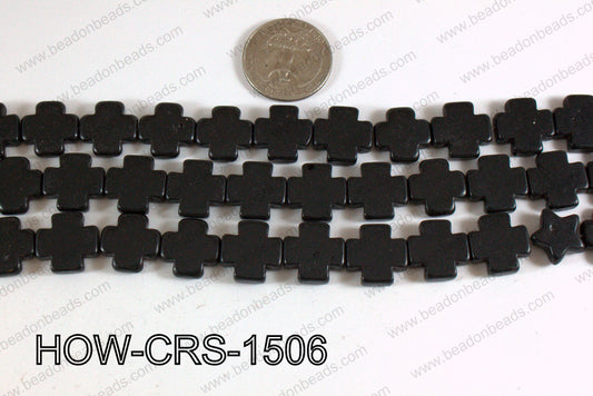 Howlite Cross Black 15X15mm HOW-CRS-1506