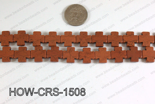 Howlite Cross Brown 15X15mm HOW-CRS-1508