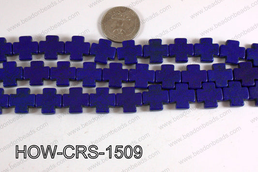 Howlite Cross Dark Blue 15X15mm HOW-CRS-1509