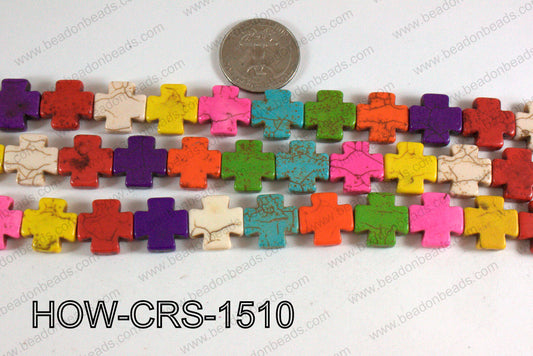 Howlite Cross Multicolor 15X15mm HOW-CRS-1510