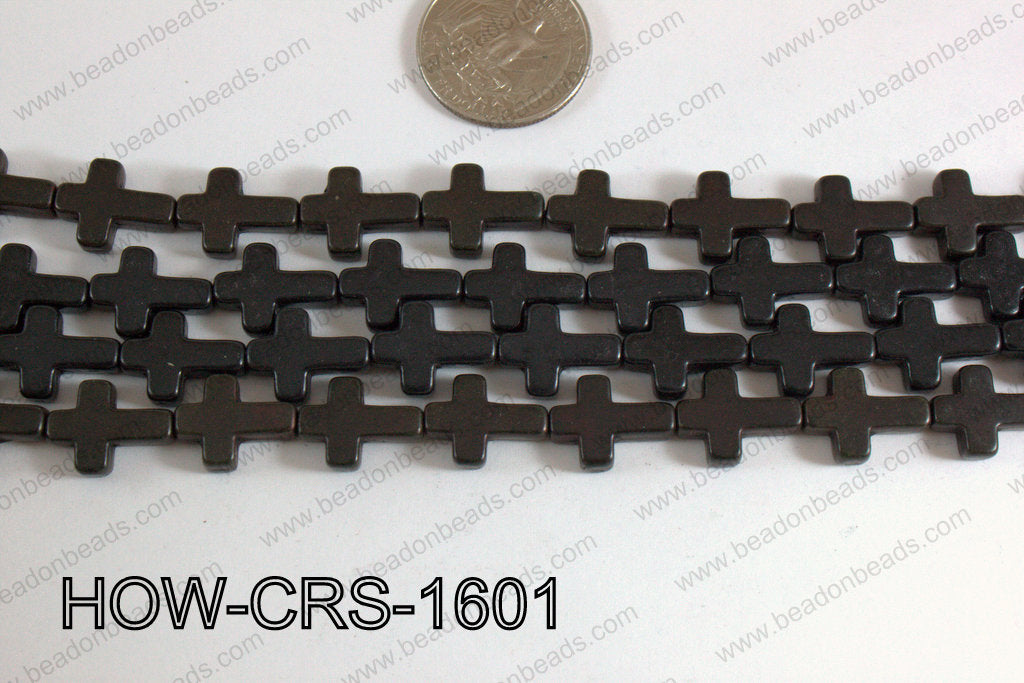 Howlite Cross Black 12x16mm HOW-CRS-1601