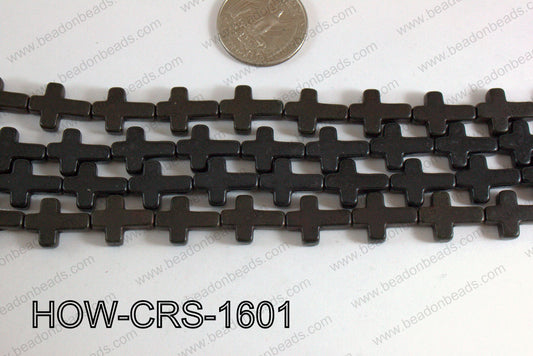 Howlite Cross Black 12x16mm HOW-CRS-1601