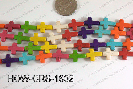Howlite Cross Multicolor 12x16mm HOW-CRS-1602