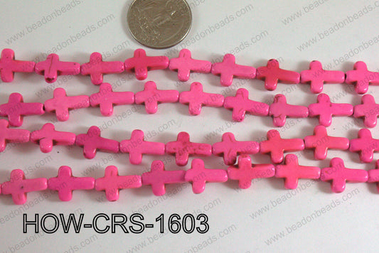 Howlite Cross Hot Pink 12x16mm HOW-CRS-1603