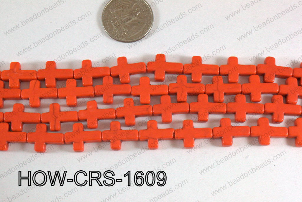 Howlite Cross Orange 12x16mm HOW-CRS-1609