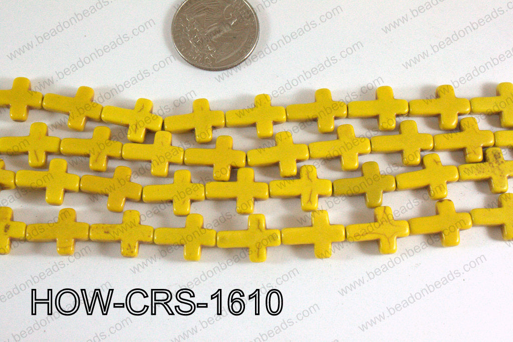 Howlite Cross Yellow 12x16mm HOW-CRS-1610