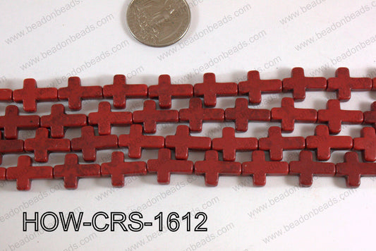 Howlite Cross Red 12x16mm HOW-CRS-1612