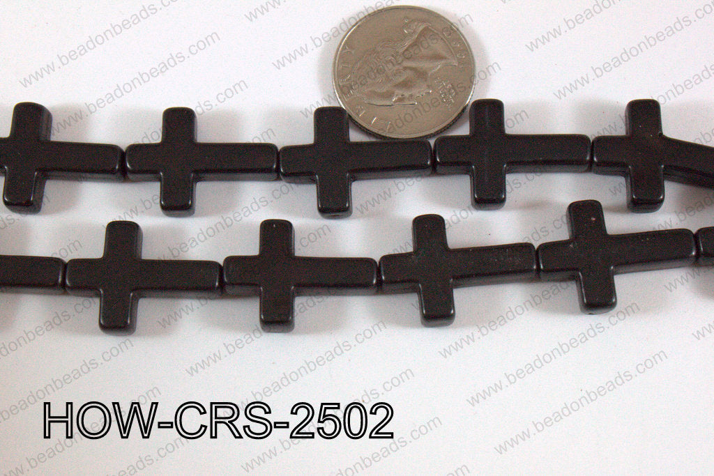 Howlite Cross Black 25x18mm HOW-CRS-2502
