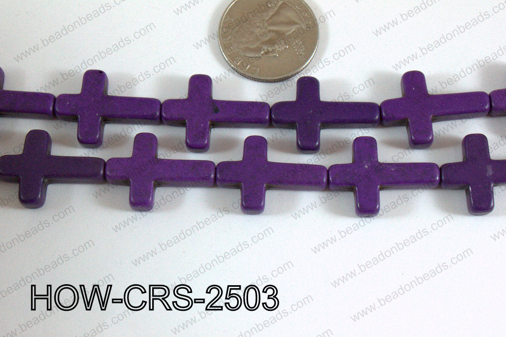 Howlite Cross  Purple 25x18mm HOW-CRS-2503
