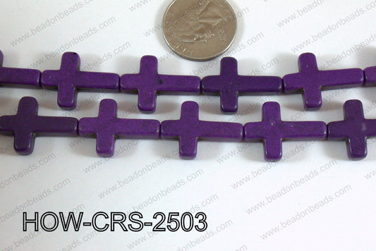 Howlite Cross  Purple 25x18mm HOW-CRS-2503