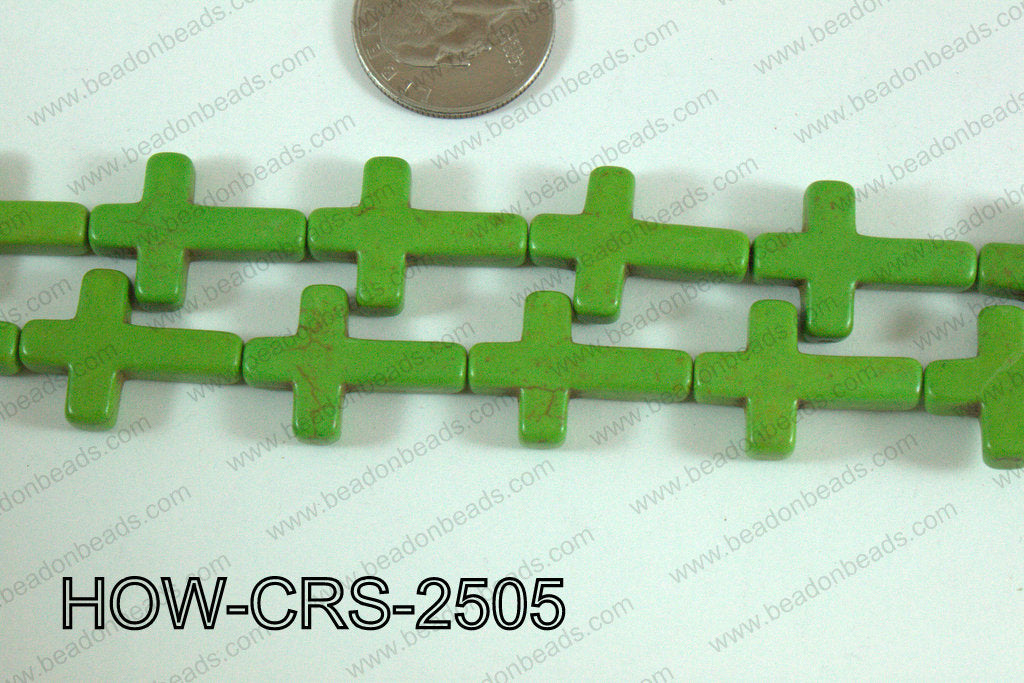 Howlite Cross Green 25x18mm HOW-CRS-2505