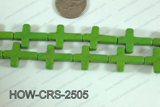 Howlite Cross Green 25x18mm HOW-CRS-2505